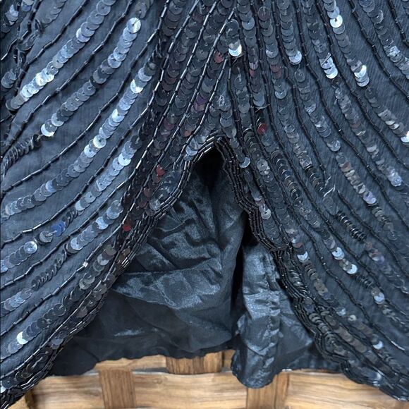 Vintage Swee Lo Women's Art Deco Evening Dress Sz 12 14 Small Black White Sequin - Picture 2 of 7